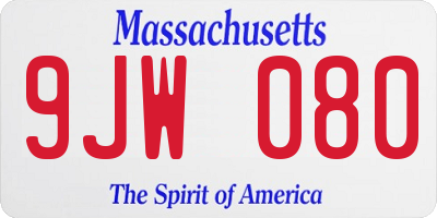 MA license plate 9JW080