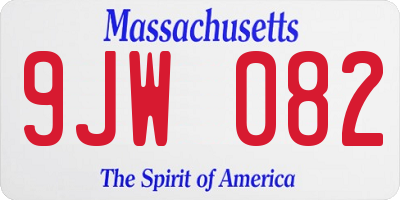 MA license plate 9JW082