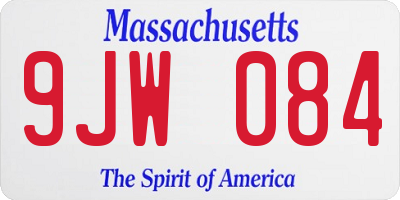MA license plate 9JW084
