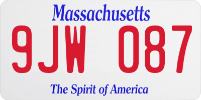 MA license plate 9JW087