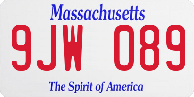 MA license plate 9JW089