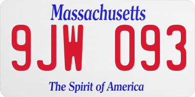 MA license plate 9JW093