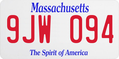 MA license plate 9JW094