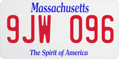 MA license plate 9JW096