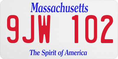 MA license plate 9JW102