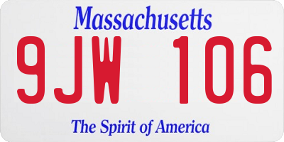 MA license plate 9JW106