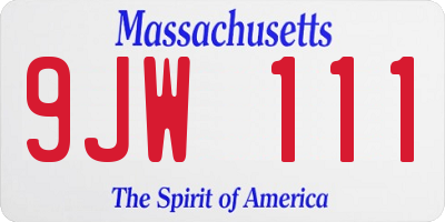 MA license plate 9JW111