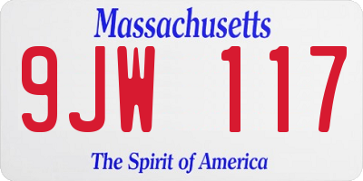 MA license plate 9JW117