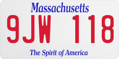 MA license plate 9JW118