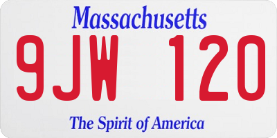 MA license plate 9JW120