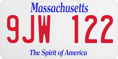 MA license plate 9JW122