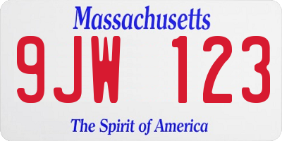 MA license plate 9JW123