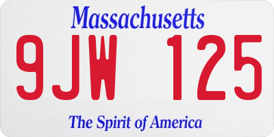 MA license plate 9JW125