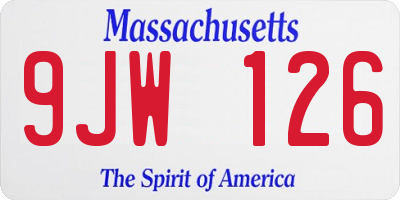 MA license plate 9JW126