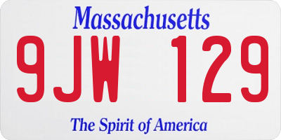 MA license plate 9JW129