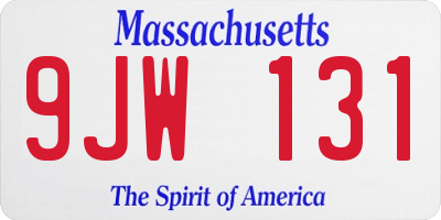 MA license plate 9JW131
