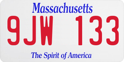 MA license plate 9JW133