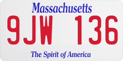 MA license plate 9JW136