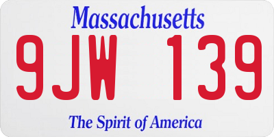 MA license plate 9JW139