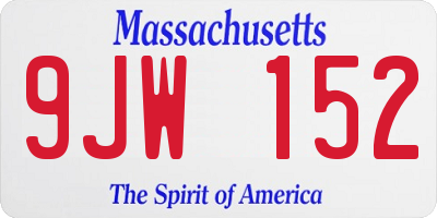 MA license plate 9JW152