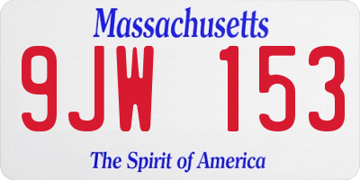 MA license plate 9JW153