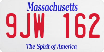 MA license plate 9JW162
