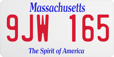 MA license plate 9JW165