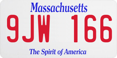 MA license plate 9JW166