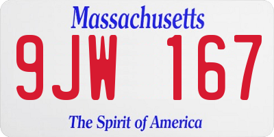 MA license plate 9JW167