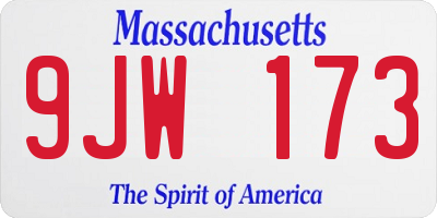 MA license plate 9JW173