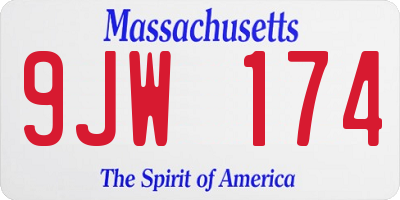 MA license plate 9JW174