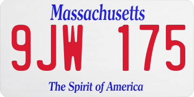 MA license plate 9JW175