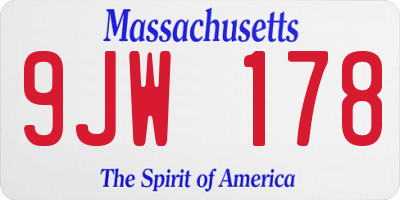 MA license plate 9JW178