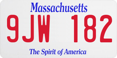 MA license plate 9JW182
