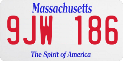 MA license plate 9JW186