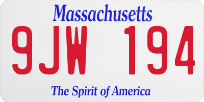 MA license plate 9JW194