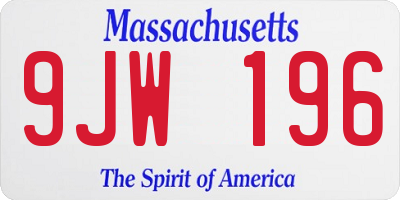 MA license plate 9JW196