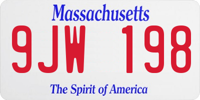 MA license plate 9JW198