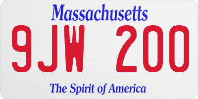 MA license plate 9JW200