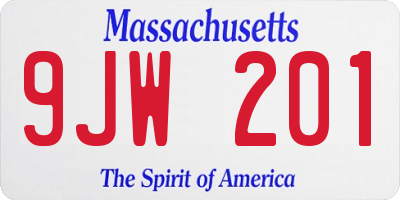 MA license plate 9JW201
