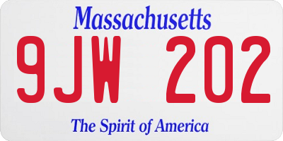 MA license plate 9JW202