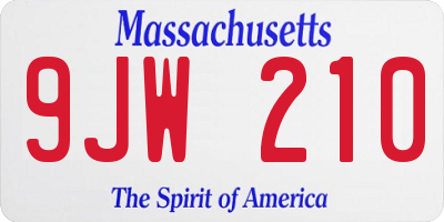 MA license plate 9JW210