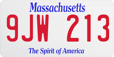 MA license plate 9JW213