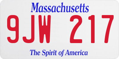 MA license plate 9JW217