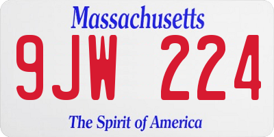 MA license plate 9JW224