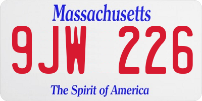 MA license plate 9JW226