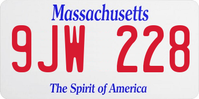 MA license plate 9JW228