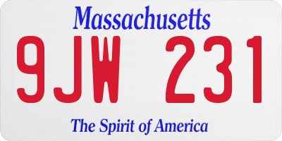 MA license plate 9JW231