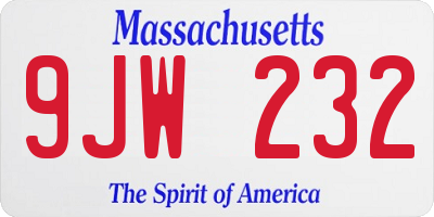 MA license plate 9JW232