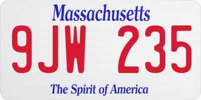 MA license plate 9JW235